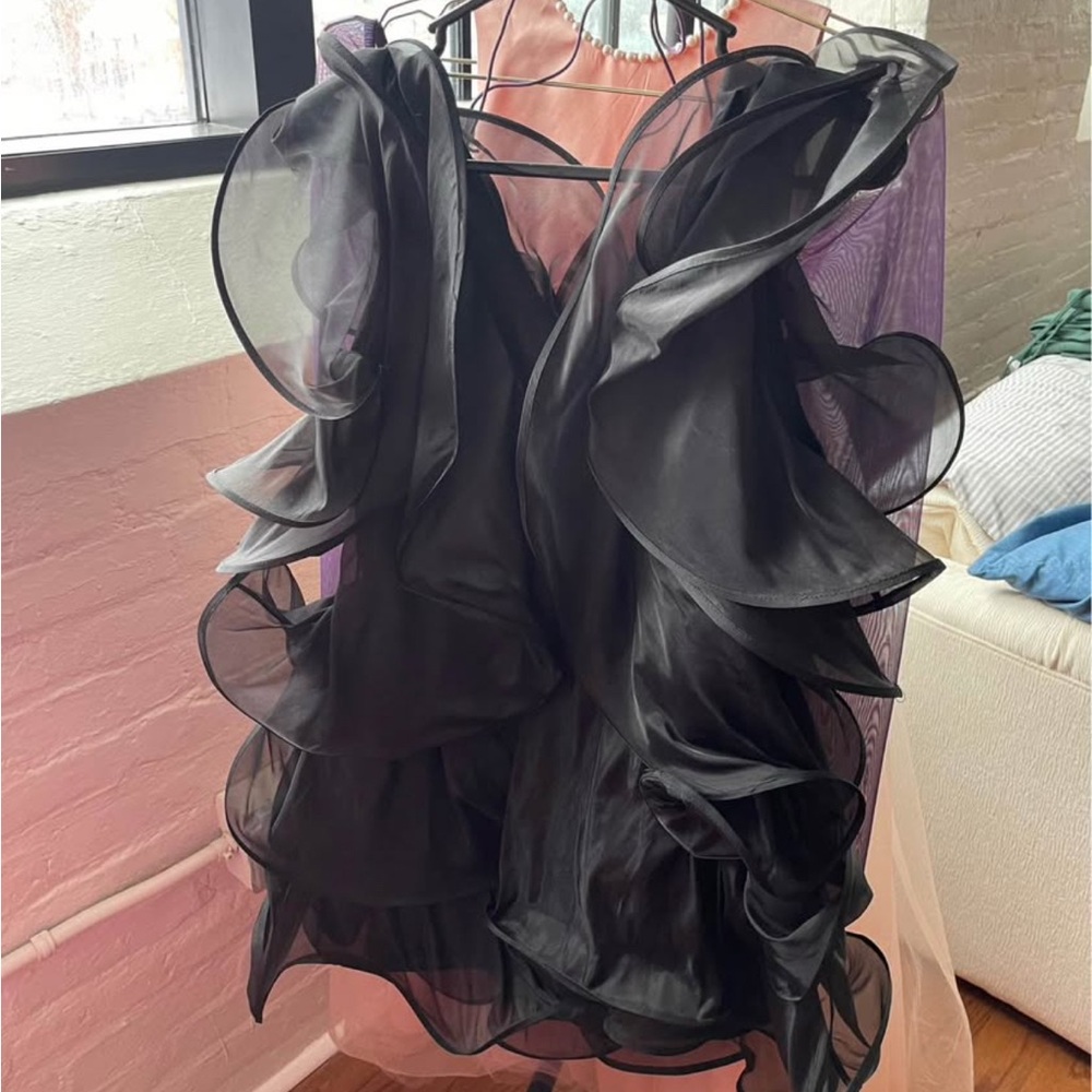 Elegant Black Ruffled Dress